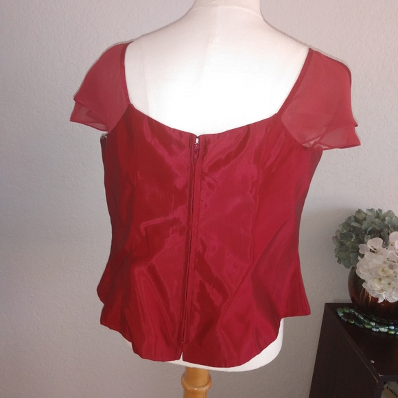 David's Bridal apple red corset short sleeve sz16 - Picture 2 of 7